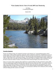 Water Quality Review: Sierra Nevada 2009 Lake Monitoring Neil Berg Consulting Hydrologist
