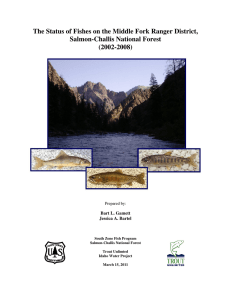 The Status of Fishes on the Middle Fork Ranger District, (2002-2008)