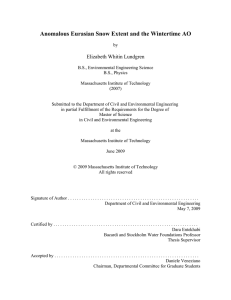 Anomalous Eurasian Snow Extent and the Wintertime AO Elizabeth Whitin Lundgren