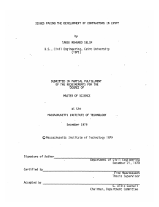 ISSUES  FACING THE  DEVELOPMENT  OF CONTRACTORS ... by TAREK MOHAMED  SELIM Cairo  University