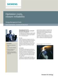 Optimize costs, ensure reliability Energy Management Suite Instrumentation, Controls &amp; Electrical