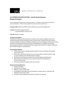 CO-OPERATIVE EDUCATION – Arts &amp; Social Sciences Research Analyst