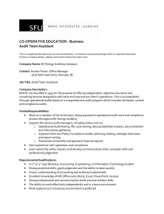 CO-OPERATIVE EDUCATION - Business Audit Team Assistant