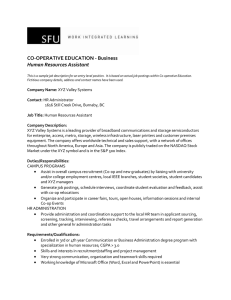 CO-OPERATIVE EDUCATION - Business Human Resources Assistant