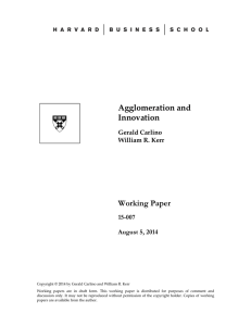 Agglomeration and Innovation Working Paper 15-007