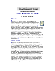 E Campus Mediators and Civil Liability  by Jennifer L. Schulz