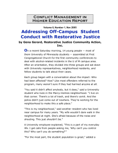 Addressing Off-Campus  Student Conduct with Restorative Justice O
