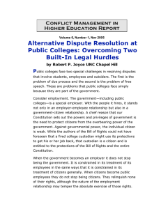 Alternative Dispute Resolution at Public Colleges: Overcoming Two Built-In Legal Hurdles P