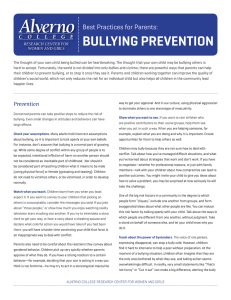 BULLYING PREVENTION Best Practices for Parents: RESEARCH CENTER FOR WOMEN AND GIRLS