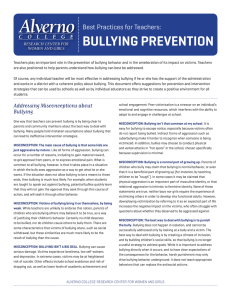 Bullying pReVention Best Practices for Teachers: RESEARCH CENTER FOR WOMEN AND GIRLS