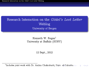 Research Interaction on the Gödel's Lost Letter Weblog University of Bergen