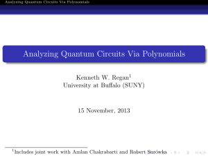 Analyzing Quantum Circuits Via Polynomials Kenneth W. Regan University at Buffalo (SUNY)