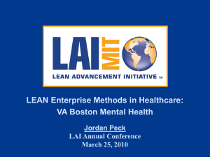 LEAN Enterprise Methods in Healthcare: VA Boston Mental Health Jordan Peck