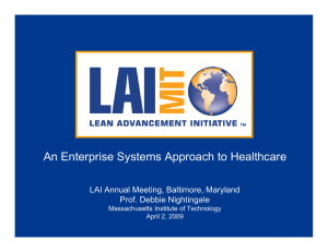 An Enterprise Systems Approach to Healthcare LAI Annual Meeting, Baltimore, Maryland