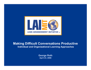 Making Difficult Conversations Productive Individual and Organizational Learning Approaches George Roth
