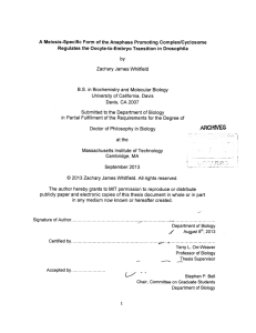 A Meiosis-Specific Form  of the Anaphase  Promoting ... Regulates  the  Oocyte-to-Embryo  Transition  in ...