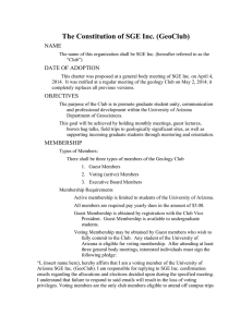 The Constitution of SGE Inc. (GeoClub) NAME DATE OF ADOPTION