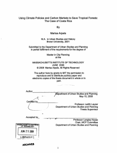 Using  Climate  Policies and Carbon  Markets ... The Case  of Costa  Rica Marisa Arpels By
