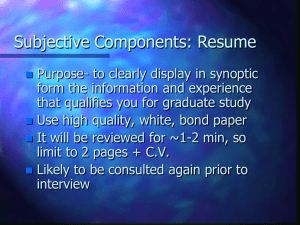 Subjective Components: Resume
