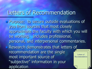 Letters of Recommendation