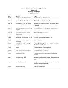 Seminar in Psychological Science (SPS) Schedule FALL 2015 Thursdays 4:00-5:00pm Location PSY 151