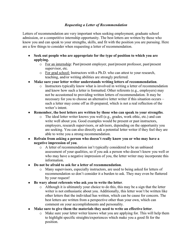 Asking For Letter Of Recommendation from s2.studylib.net
