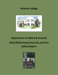 Alverno College Department of Safety &amp; Security 2015/2016 Annual Security and Fire