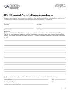 2015–2016 Academic Plan for Satisfactory Academic Progress