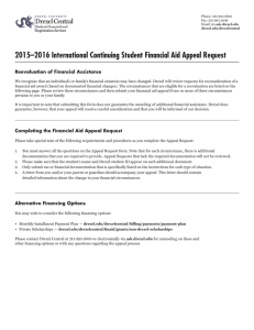 2015–2016 International Continuing Student Financial Aid Appeal Request