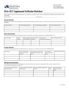 2016–2017 Supplemental Verification Worksheet