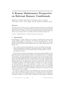 A Reason Maintenance Perspective on Relevant Ramsey Conditionals Abstract