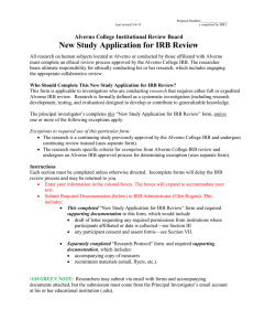 New Study Application for IRB Review  Alverno College Institutional Review Board