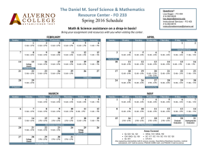 The Daniel M. Soref Science &amp; Mathematics Spring 2016 Schedule