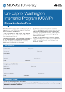 Uni-Capitol Washington Internship Program (UCWIP) Student Application Form