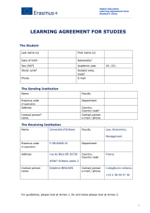 LEARNING AGREEMENT FOR STUDIES The Student