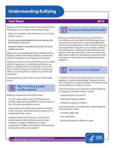 Fact Sheet  2012 How does bullying affect health?