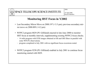 SPACE TELESCOPE SCIENCE INSTITUTE Monitoring HST Focus in Y2002
