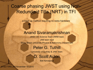 Coarse phasing JWST using Non- Redundant Tilts (NRT) in TFI Anand Sivaramakrishnan