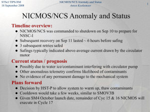 NICMOS/NCS Anomaly and Status Timeline overview: