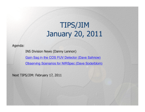 TIPS/JIM January 20, 2011  Agenda: