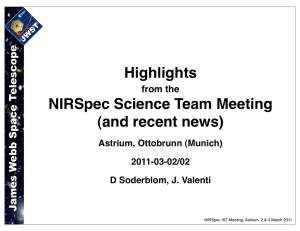 Highlights NIRSpec Science Team Meeting (and recent news) from the