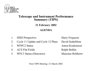 Telescope and Instrument Performance Summary (TIPS)