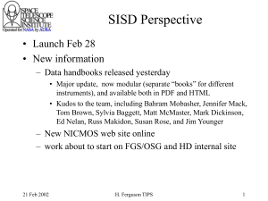 SISD Perspective • Launch Feb 28 • New information