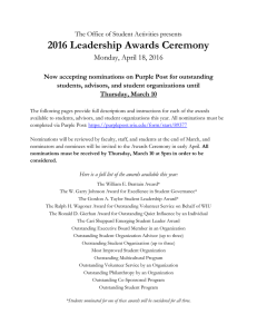 2016 Leadership Awards Ceremony Monday, April 18, 2016