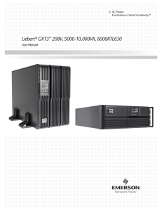 Liebert GXT3 208V, 5000-10,000VA, 6000RTL630 User Manual