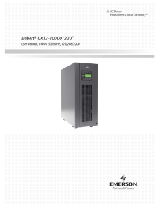 Liebert GXT3-10000T220 User Manual, 10kVA, 50/60 Hz, 120/208/220V AC Power