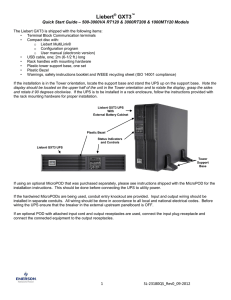 Liebert GXT3  – 500-3000VA RT120 &amp; 3000RT208 &amp; 1000MT120 Models