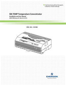 SM-TEMP Temperature Concentrator Installation and User Manual SPEC. NO.:  547490