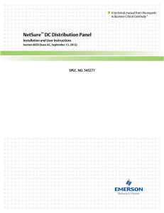 NetSure DC Distribution Panel Installation and User Instructions SPEC. NO. 545277