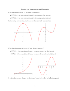 Section 5.2: Monotonicity and Concavity What does the derivative, f